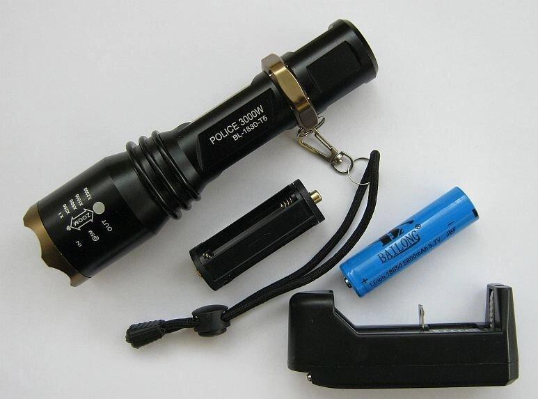 Тактичний ліхтарик Bailong BL-1830 Cree T6 3000W, фото 1