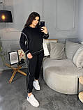 Чорний жіночий спортивний костюм із двонитки з зовнішніми швами батал, фото 3