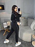Чорний жіночий спортивний костюм із двонитки з зовнішніми швами батал, фото 4