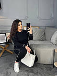 Чорний жіночий спортивний костюм із двонитки з зовнішніми швами батал, фото 5