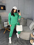 Зелений жіночий спортивний костюм із двонитки з зовнішніми швами батал, фото 6