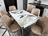 Обеденный Комплект раскладной стол из стекла и 6 стульев Турция
