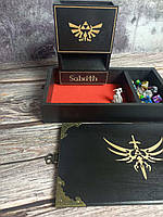 Дерев'яна подарункова ігрова коробка для гри в кістки "Dice box" з вежею