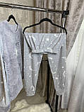 Теплий домашній костюм кофта і штани жіноча піжама зимова сіра Fellix, фото 7