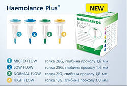 Ланцет медичний (HAEMOLANCE) Гемоланс плюс 25G глибина проколювання 1,4 мм (кругла кнопка)