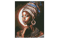 Набор с алмазной мозаикой "Африканская красавица" AMO7661 с АВ стразами 40х50см IDEYKA