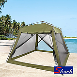 Альтанка намет автоматичний Shark 300x300x230см з посиленою москітною сіткою (зелена, хакі), фото 3