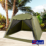 Альтанка намет автоматичний Shark 300x300x230см з посиленою москітною сіткою (зелена, хакі), фото 2