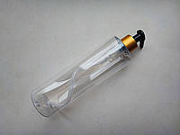 400 мл ПЭТ Цилиндр флакон прозрачный с золотым дозатором для мыла, антисептика 24/410, бутылка, пластиковый