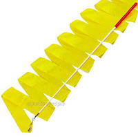 Лента гимнастическая, с палочкой и карабином (с колпачком), L=6 м, разн. цвета. жёлтый