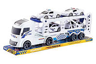 Автовоз "Полиция" инерционный с 4 машинками, в колпаке RJ6605A р.42*10*15см