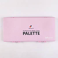 Палитра для акварельных красок ArtSecret WCS-33 герметичная 32*16 см с крышкой и 33 ячейками Розовый