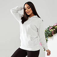 Стильное женское худое с капюшоном, белый цвет, оверсайз (oversize S-L)