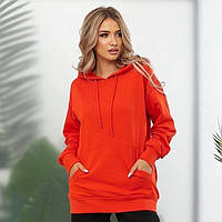 Стильное женское худое с капюшоном, оранжевый цвет, оверсайз (oversize S-L)