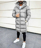 Зимняя куртка мужская Чоловіча сіра зимова тепла подовжена куртка-парку куртка на зиму