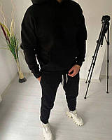 Мужской спортивный костюм Чоловічий чорний спортивний костюм оверсайз худі+штани тринитка