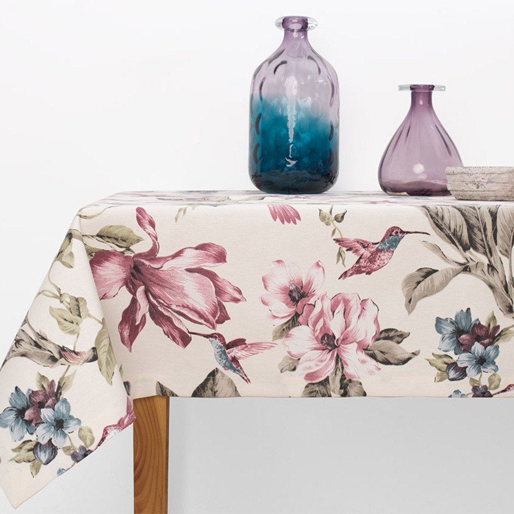 Скатертина 140х170 см з пляма і водовідштовхувальним просоченням IDEIA бавовна колібрі пудра, фото 1