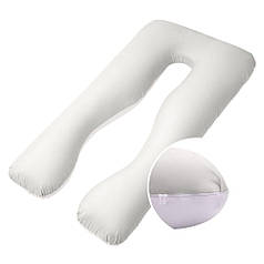 Наволочка для П-подушки для вагітних сну та відпочинку 140х75х20 см з блискавкою сіра мікрофібра