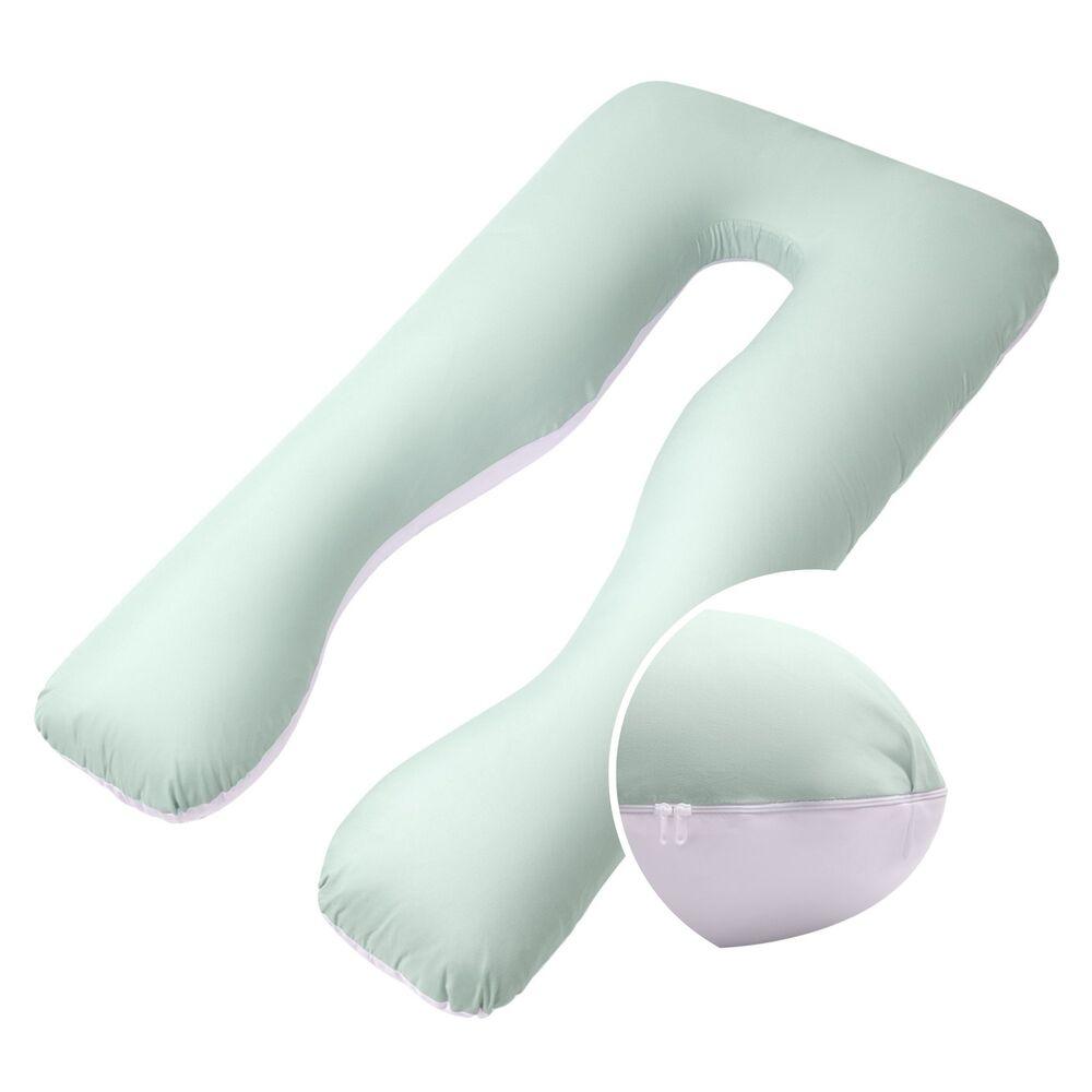 Наволочка для П-подушки для вагітних сну та відпочинку 140х75х20 см з блискавкою м'ята мікрофібра, фото 1