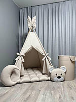 Вігвам Бежевий БОНБОН з Корзиною Повний комплект, вігвам дитячий, вігвам для дітей, вігвам для хлопчика, вігвам для дівчинки