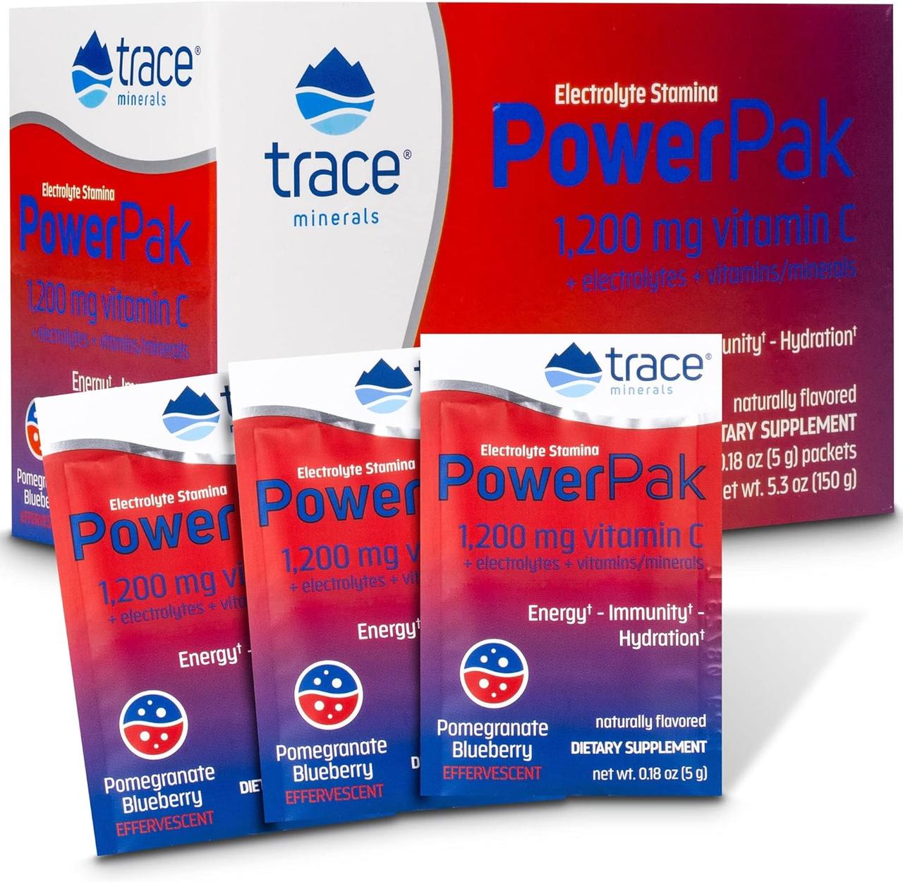 Trace Minerals Power Pak Pomegranate Blueberry / Вітамін C + електроліти + мультивітаміни Гранат/Чорниця 30 саше