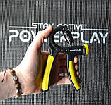Еспандер кистьовий PowerPlay PP-4323 з регульованим навантаженням 10-40 кг. Strength Grip Чорно-жовтий, фото 7