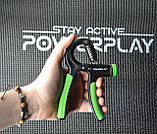 Еспандер кистьовий PowerPlay PP-4323 з регульованим навантаженням 10-40 кг. Strength Grip Чорно-зелений, фото 7