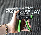 Еспандер кистьовий PowerPlay PP-4323 з регульованим навантаженням 10-40 кг. Strength Grip Чорно-зелений, фото 9