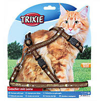 Повідець +шлея для великих кішок Trixie коричнева, XL