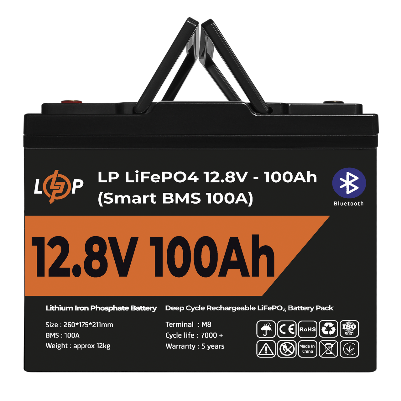 Аккумулятор LP LiFePO4 12V (12,8V) - 100 Ah (1280Wh) (Smart BMS 100А) с BT пластик для ИБП SL-1 - фото 2 - id-p1913976949