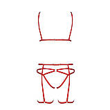 Комплект білизни MAGALI SET OpenBra red L/XL — Passion Exclusive: стрепи: ліф, трусики та пояс, фото 5