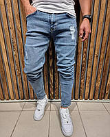 Джинсы мужские приталенные стильные slim fit зауженные Турция синие люкс качество