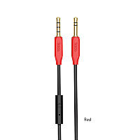 AUX кабель jack 3.5 mm - jack 3.5 mm (Красный, , 1м)