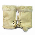 Рукавиці жіночі Рукавиці Мех кролика Бежеві, фото 4