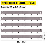 VEVOR Бордюр для газона 5 штук общей длиной 4,95 м Бордюр для клумбы 7,6x99 см Бордюр из оцинкованной стали