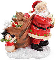 Новорічна декоративна статуетка "Санта з подарунками" 28см