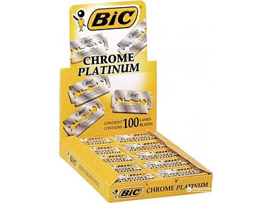 Леза для гоління 100шт Chrome Platinum (20пач*5лез) коробка ТМ BIC