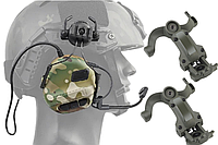 Активні навушники мультикам HEADSET на базі M32 з кріпленнями для шолому + кріплення чебурашки олива