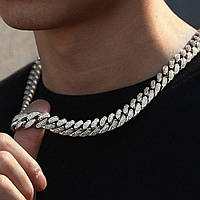Мужская металлическая цепочка, серебряная цепь на шею из стали 12 мм