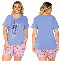 Пижама для полных шорты и футболка Dreams 5109, Голубой, 2XL