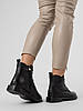 Черевики жіночі шкіряні демісезонні,на низькому широкому каблуку,чорні, на шнурках,осінні Meegocomfort, фото 9
