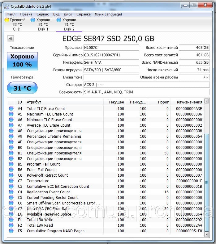 SSD EDGE SE847 250Gb 2.5" SATAIII - фото 5 - id-p379433366