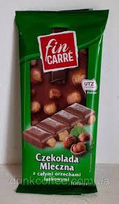 Молочный шоколад Fin Carre Nuss с цельными лесными орехами 100г