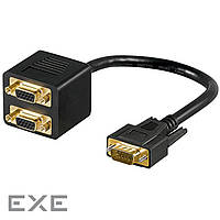 Перехідник моніторний VGA HD15 1x2 (Splitter),Pas Y-form 0.2m Gold,чорний (75.09.3263-1)