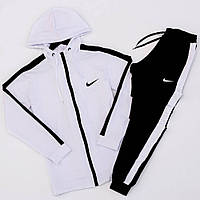 Костюм Nike кофта белая с чорными лампасами+ штаны чорные с белыми лампасами