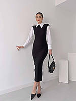 Платье женское миди креп-дайвинг+ хлопок 42-44, 44-46, 48-50 "VERA" недорого от прямого поставщика