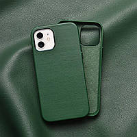 Чехол бампер для iPhone 12 / 12 Pro WiWU Calfskin Leather Case Green (Зеленый)