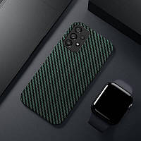 Ультратонкий чехол бампер для Samsung Galaxy S22 Ultra Anomaly PC Carbon Green (Зеленый)
