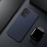 Ультратонкий чехол бампер для Samsung Galaxy S22 Ultra Anomaly PC Carbon Blue (Синий)