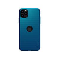 Противоударный чехол бампер Nillkin Super Frosted Shield (с вырезом под бренд) для iPhone 11 Blue (Синий)